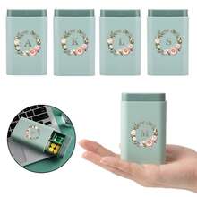 1pc Letter Mini Portable Pill Box, Travel 6 Compartment Pill Organiser, Unisex Pill Box, Initial Letter Printing Pill Container Moisture Resistant Medicine And Vitamin Container Dispenser Organiser, Letters A-Z, 26 Letters To Choose From, Pill Container First Aid Kit Medical Kit Outdoor Travel Accessories Dormitory Essentials - Mint Green - View 10