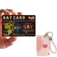 1 张 LGBTQ+ 骄傲终身会员卡 + 1 个心形卡套，装饰性 PVC 卡片，非贴纸，双面彩虹条纹梦幻图案，光滑表面，长方形 - 彩色 - 查看 11