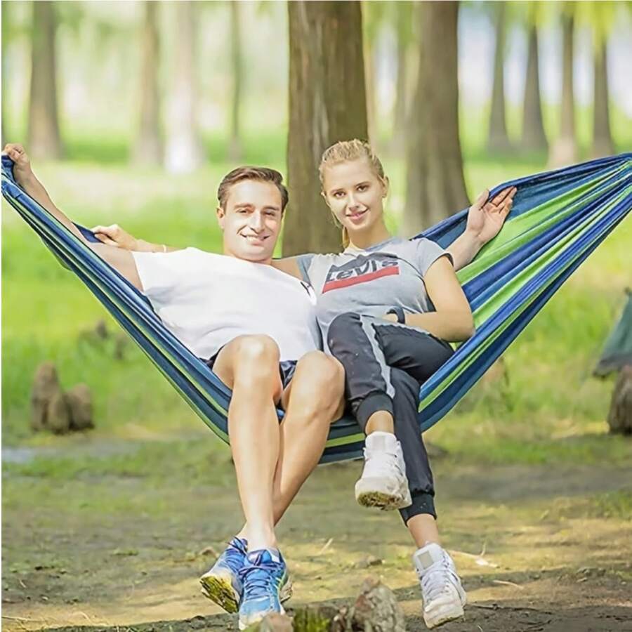 1 chiếc võng sọc cầu vồng chịu lực cao 450LBS, thiết kế tiện dụng, dễ mang theo, khả năng chịu tải cao, thích hợp cho vườn, sân sau, bãi cỏ, bãi biển, cắm trại và du lịch, vật dụng cần thiết cho kỳ nghỉ, đồ dùng cắm trại, bao gồm túi đựng. - A - Xem 1