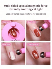 2026 Nuevo Imán de uñas de ojo de gato giratorio 360°, bolas de vidrio automáticas, adecuado para principiantes, fácil de crear efecto brillante de ojo de gato (1 set - rosa) - Herramientas para uñas - Ver 5