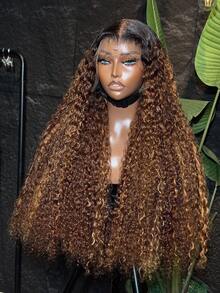 34 Inch Honey Blonde Highlight Curly Wig Human Hair Ombre Water Wave 13x4 HD Lace Front Wigs Human Hair For Women Natural And Soft Wet And Wavy Lace Frontal Glueless Wig 250% Density - SP4/27 - 查看 1