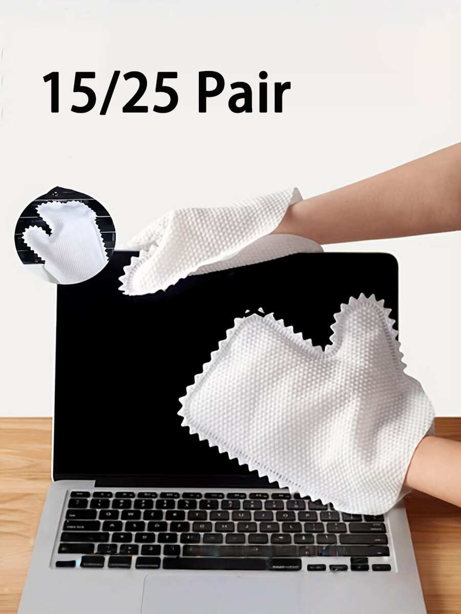 15/25 đôi găng tay lau chùi sợi siêu mịn, chống bụi, đa năng dùng được cả khô và ướt, dễ lau chùi, loại bỏ bụi bẩn, găng tay vệ sinh gia dụng đa năng.