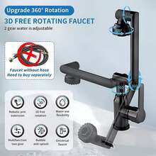 Stainless Steel Kitchen Faucet, Sink Mixer 1080° - Black - View 8