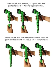 High Pressure Water Gun, Suitable For Car Washing And Gardening, Adjustable Nozzle, 7 Spray Patterns, Durable Plastic Material, With Soft Expandable Hose. This Manual Car Washing And Gardening Watering Tool Requires No Power Or Battery, Made Of Durable Plastic. - View 10