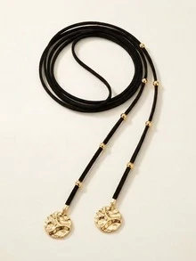 1pc Minimalist Vintage Black Cord With Metal Ball Multilayer Y-Necklace, Suitable For Daily Wear, Party, And Vacation - Multicolor-a - View 4