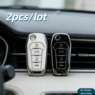2pcs/Lot Car Key Case Covers For Explorer Focus Edge Escape Ranger Mustang Flex Fit Mercury Remote Key Protector, Only Fit For The Car Key Shown In The Image.