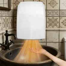 Secador de manos automático, bajo consumo energético, sensor infrarrojo, enchufe de tres clavijas de 110 V, secador de manos comercial de alta potencia, suministro de agua fría y caliente, apto para baños y aseos. Color blanco. - Blanco - Ver 11