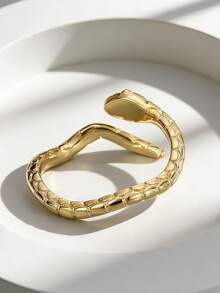 Charm-In Snake Cuff 18K Gold Plated Ring | Bold Edgy Fashion Ring For Women | Perfect For Stacking & Daily Wear - Gold - View 3