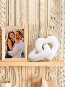 White Heart-Shaped Knot Sculpture, Modern Geometric Interwoven Heart Sculpture, Desktop Decor, Small Round Statue, Home Decor, Bookshelf, Coffee Table, Bookcase Decoration, Gift - Multicolor - View 5