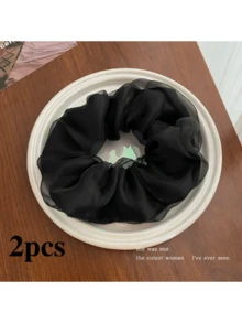 Eugen Yarn Hair Rope Simple Hair Scrunchies New High-End Hair Accessory Women's Hair Accessory Super Fairy Solid Color Mesh Simple Forest Style Hair Scrunchies High-End Feeling Tie Hair Scrunchies Elegant Versatile Hair Rope Hair Accessory Ponytail Holders Scrunchy,Summer,Holiday,Travel - Multicolor - View 12