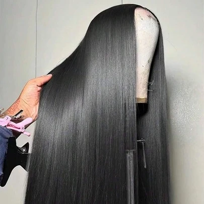 GABRIELLE Pelucas de encaje frontal de cabello humano real, lisas, de 86-91 cm (34-36 pulgadas) de largo, pre-depiladas, con densidad del 250%, transparentes; pelucas de encaje frontal de cabello humano real de 13x6 y 13x4, listas para usar; pelucas de 5x5, 9x6, 6x4 y 7x5, listas para usar, sin pegamento, de cabello humano real, cabello brasileño pre-cortado, con correa oculta; pelucas de encaje frontal completo de cabello humano real, lisas a 360°, con cordón invisible; pelucas de corte pixie de cabello humano real corto de 15 cm (6 pulgadas), color natural, línea de cabello natural