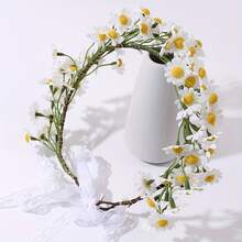 1pc White Daisy Flower Crown, Suitable For Party, Gathering, Holiday, Beach, Wedding - Multicolor - View 7