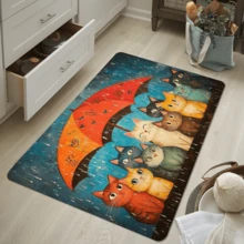 1PC Cat-Themed Non-Slip Floor Mat Featuring An Umbrella Pattern-Suitable As A Bathroom Safety Mat Or A Decorative Home Accent. | Rugs, Floor Mats, Bedroom Rugs, Kitchen Mats, Home Decor, Doormats | Also Makes A Great Gift For Cat Lovers. - A - View 7