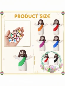 100个/50个迷你复活节耶稣摆件，色彩鲜艳的宗教装饰品，适用于家庭祭坛、主日学、圣诞节和复活节篮子填充物，可作为基督教派对礼品和宗教礼物。 - 彩色 - 查看 3