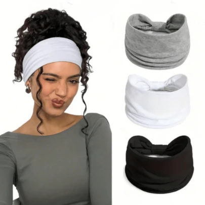 2/1pc Bohemian Style Women's Headband Set - Thick Non-Slip Elastic Headbands With Bow And Buckle Design, White/Gray/Black, Pink Soft Elastic Hair Accessories, Suitable For Fitness, Running, Yoga, Gym Use - Multi-Color Options, Designed For Long Hair (White, Gray, Black, Pink) - Ideal Choice For Women's Fitness And Daily Wear - Secure Fit, Multifunctional Headband For Sports And Daily Use - Suitable For Fitness And Running Headbands, One Size Fits Most Random 2pcs Summer Beach Hair Band Vacay Sweatband