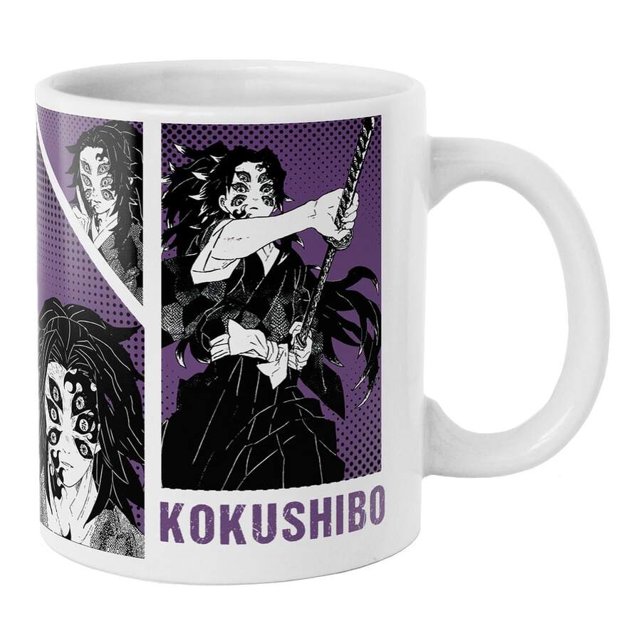 Taza de Démon Slayer Luna Kokushibo De Cerámica 11 Oz 325 Ml Mugs de Démon Slayer Anime - Blanco - Ver 1