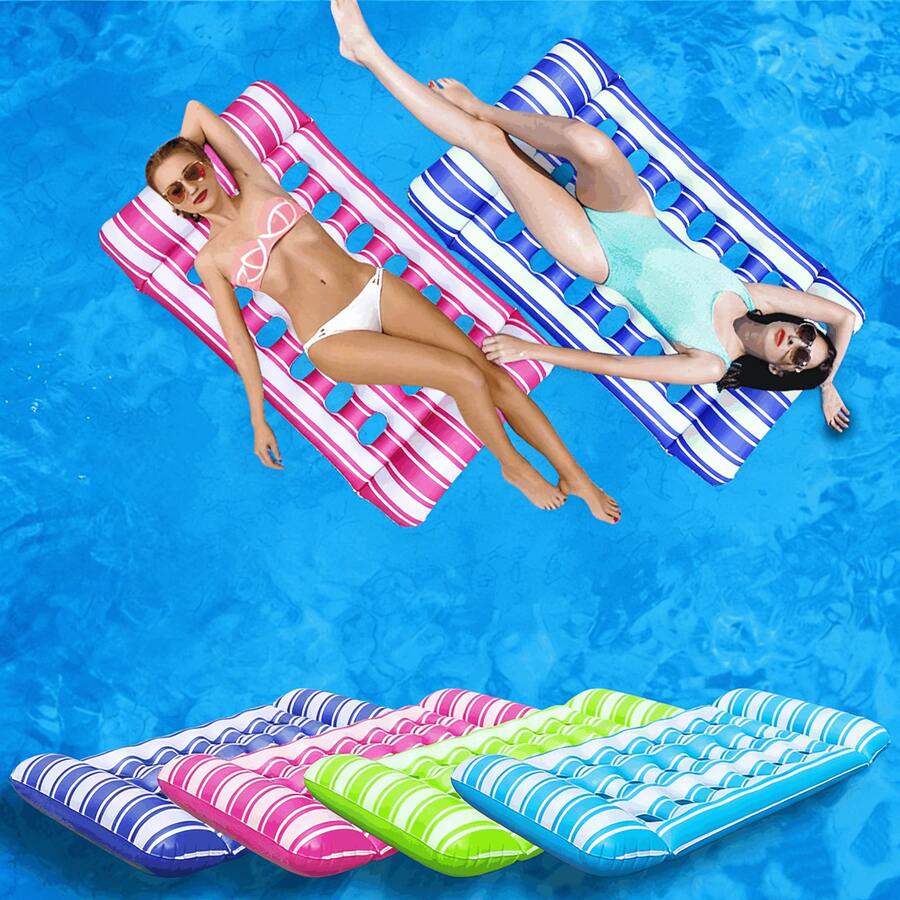 Inflatable Swimming Pool Hammock With Mesh, Suitable For Vacation, Party And Relaxation. Available In Colors Such As Pink, Yellow, White, Green, Blue. Outdoor Hammock, Essential For Pool And Beach, Great For Photo Shoots, Pool Inflatable, Beach Essentials, Pool Float - Multicolor - View 1