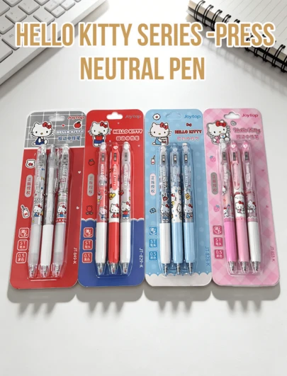 Bộ bút bi Hello Kitty hoạt hình dễ thương chính hãng - Ngòi 0.5mm, nhiều màu sắc (Đỏ, Trắng, Xanh dương, Hồng), viết trơn tru, thích hợp cho học tập và văn phòng, món quà văn phòng phẩm lý tưởng cho người hâm mộ Hello Kitty và học sinh.