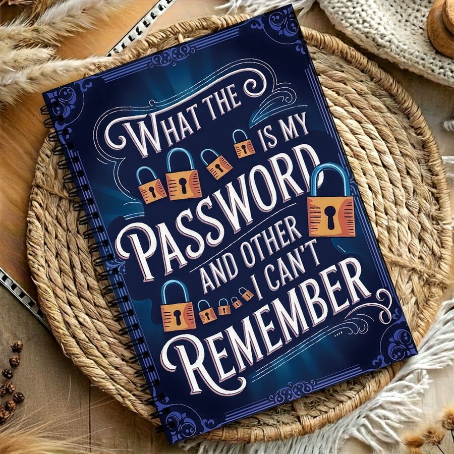 1pc Vintage Padlock Funny Password Notebook, Spiral Coil Memo Book "What's My Password?", Humorous Memo Pad, Account Password Record Book, Office/Home Daily Planner, Gift For Coworkers, Friends, Family - A5 - View 1
