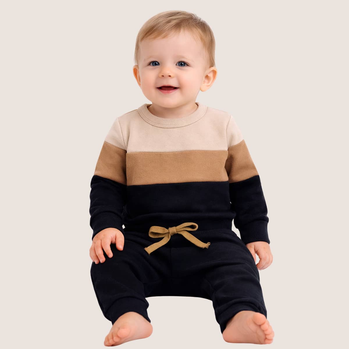 1 Set Of Children's Fleece Sweatshirts Sizes P To 3 Boys Baby Winter Clothes Cold Weather - 黑色 - 查看 1