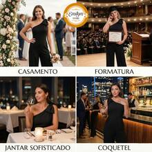 Women's Long Jumpsuit, Pantaloons With Elastic Back And Padded For All Occasions - 黑色 - 查看 3