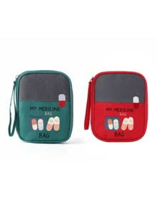 Portable Medical Bag With "My Medicine Bag" And Pill Pattern, Compact First Aid Kit, Portable Storage Pouch For Camping - Multicolor - View 15