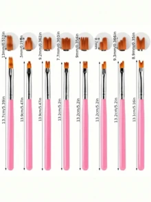 8件套美甲花瓣画笔套装，3D美甲凝胶绘画画笔，专业丙烯画笔，渐变绘画，美甲DIY工具配件 - 彩色 - 查看 8