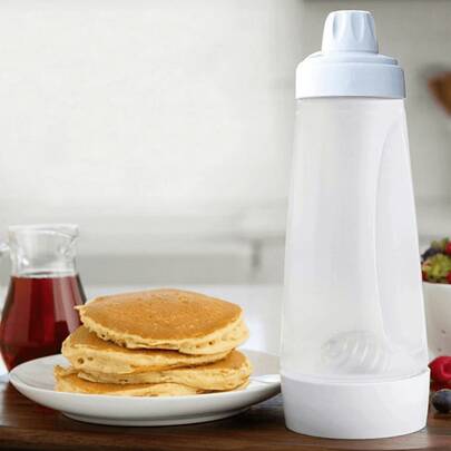 (2-7 Daysmust Arrive)1PC Pancake Batter Dispenser With Whisk Ball & Stand Base - Easy To Use, Time-Saving, Durable, Large Capacity, Easy To Clean, Detachable Base, Versatile For Pancakes, Crepes, Waffles, Muffins, Qatayef, Cupcakes & More, Effortless Batter Distribution For Perfectly Shaped Treats, Suitable For Home Kitchen, Breakfast Prep, Baking Parties, Family Brunch & Holiday Gatherings, Sturdy Construction Ensures Long-Lasting Performance, Storage With Detachable Components, Ideal For Baking Enthusiasts, Home Cooks, Breakfast Lovers, Busy Parents & Party Planners, Perfect Gift For Housewarming, Mother's Day, Birthday & Baking Lovers, Streamlines Baking Process & Reduces Kitchen Mess, Compatible With Various Batter Types, Compact Design Fits Any Kitchen Countertop, Must-Have Baking Accessory For Effortless & Fun Cooking Experience,Baking Supplies,Kitchen Items,Kitchen Gadgets(White)