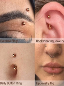 Yanxyad 9 chiếc khuyên xỏ lông mày vàng, khuyên xỏ tai bằng titan, khuyên xỏ vành tai bằng thép không gỉ mạ vàng, khuyên xỏ lông mày bạc cho nam nữ, khuyên xỏ môi nhỏ đính đá CZ, khuyên xỏ rốn, khuyên xỏ sụn tai, khuyên xỏ vành tai, kích thước 16G 6mm/8mm/10mm - Khuyên lông mày - Xem 5