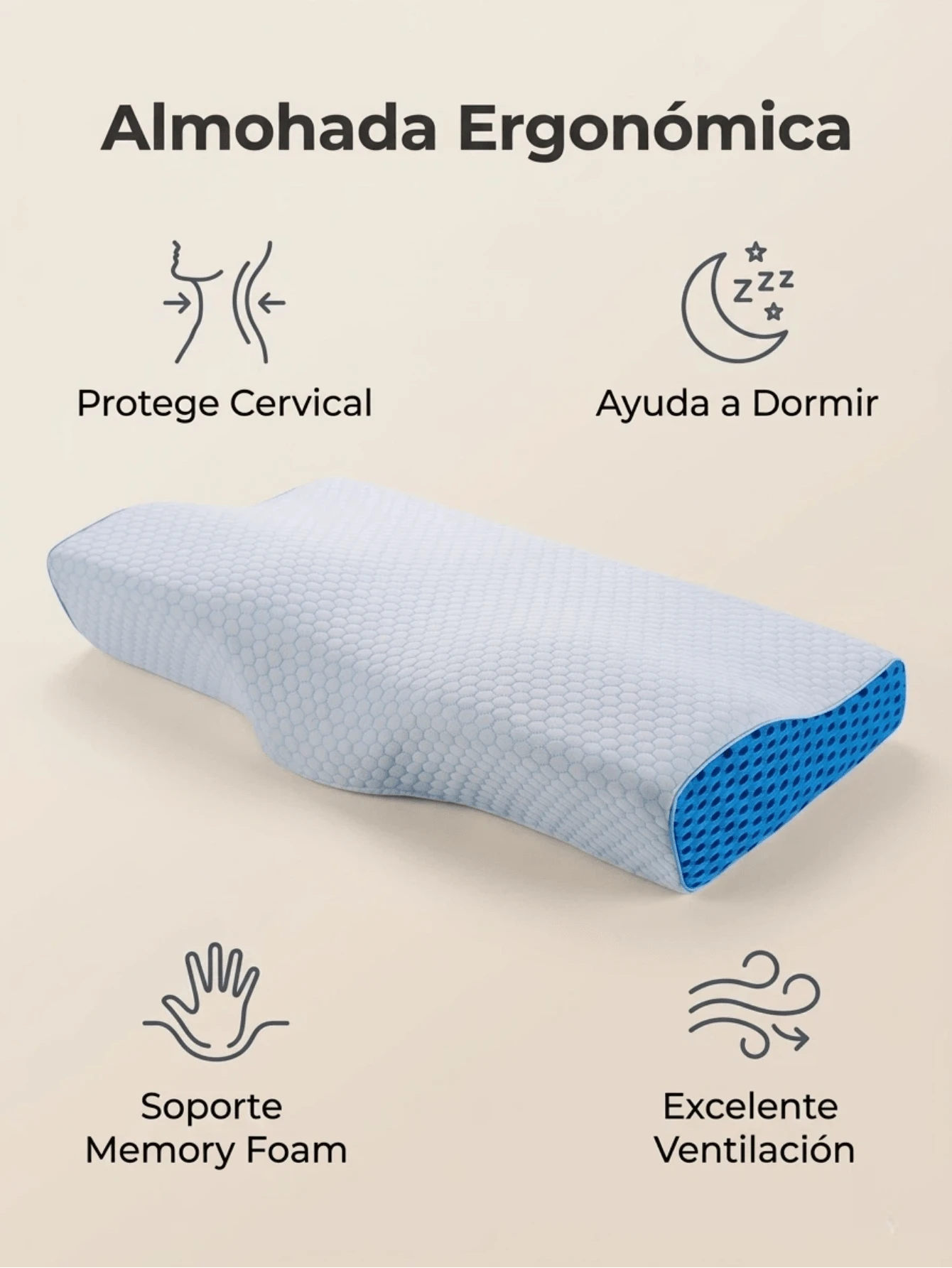 60*35cm Almohada de Memoria Almohada Cervical de Memoria Ergonómica para Dormir de lado,  Protege Tu Columna, Duerme Mejor Ayuda a Dormir Mejor, Funda  Extraíble Perfecta para Casa, Hotel, Oficina y  Viajes Regalos para El Día Del Padre y el Día de la Madre