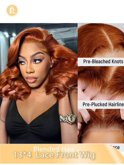 Tóc giả gợn sóng không cần keo, tóc pha trộn, đã tỉa sẵn, kiểu tóc bob gợn sóng 13x4, tóc pha trộn cao cấp, không cần keo, đã cắt sẵn, dành cho người mới bắt đầu, tóc giả ren, tóc pha trộn ngắn, tóc giả pha trộn cho nữ, dài 8-16 inch.