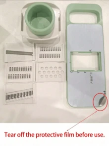 7件套蔬菜切片器、多功能水果切片器、手动食物刨丝器、蔬菜刨丝器、带护手的切割机、土豆刨丝器、家用五刃土豆切碎器、厨房用品、厨房小工具 - 彩色 - 查看 6