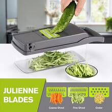Bộ máy cắt rau củ đa năng 16 trong 1, được trang bị các dụng cụ cắt, thái lát, thái hạt lựu và ép đa chức năng. Đi kèm hộp đựng rau củ trong suốt, rổ lọc và tấm chắn bảo vệ tay, giúp tiết kiệm sức lao động và dễ dàng vệ sinh. - Nhiều màu - Xem 9