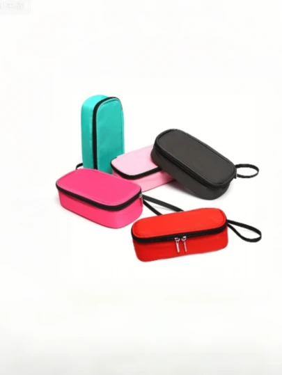 1个便携式迷你轻便绿色/粉色/红色/绿蓝色/黑色胰岛素冷却保温袋，带拉链封口，适合携带、糖尿病用品收纳、旅行必备，简约设计，保温隔热