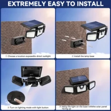Solar Powered Motion Sensor Outdoor Light, 3-Head Security Light, LED Floodlight With Motion Detection, Spot Light For Patio, Yard, Garage Entrance, IP65 Waterproof - Multicolor - View 12