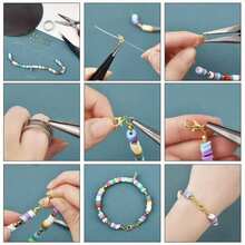 Bộ dụng cụ làm trang sức 15 khe, bao gồm hộp đựng, tấm lót hình hoa, hạt định vị, khóa càng cua, dây nối dài, thích hợp để tự làm vòng tay, vòng cổ, bông tai, đồ thủ công và sửa chữa trang sức. - Bộ dụng cụ làm trang sức - Xem 3