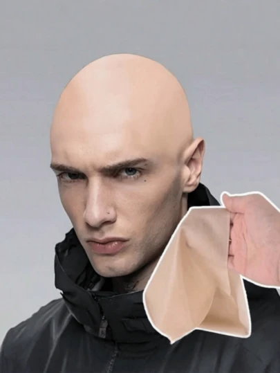 5pcs Realistic Bald Cap - Men's Latex Bald Cap, Lightweight And Comfortable, Suitable For Makeup Parties, Pranks, Stage Performances - Wig Styling, Novelty Props Or Events (Unisex)