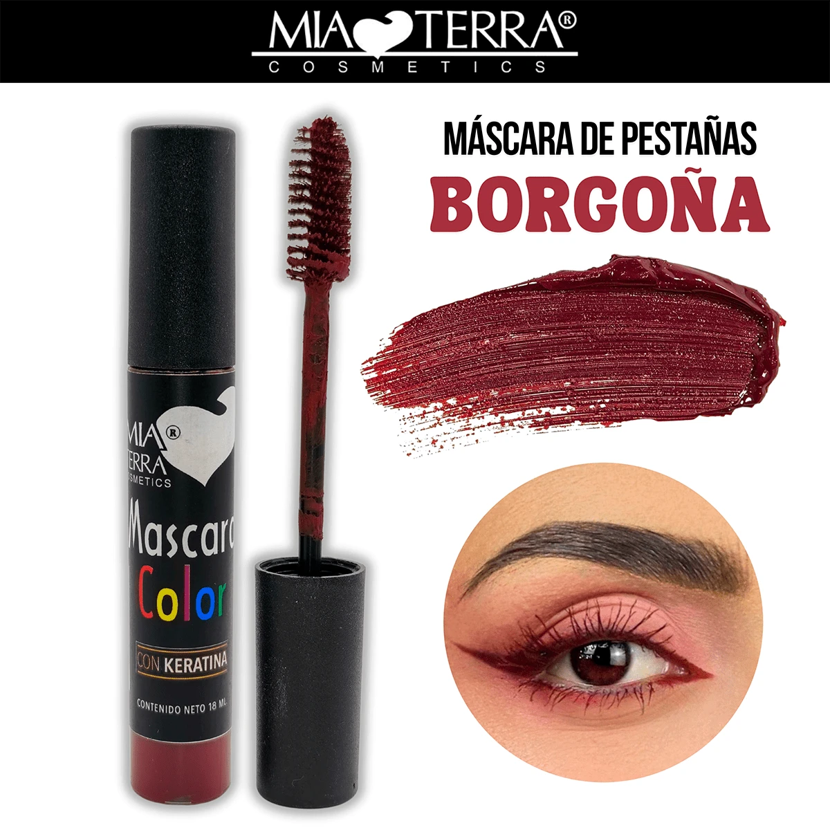 MIA TERRA COSMETICS - Patriotic Color Mascara - BURGUNDY - View 1