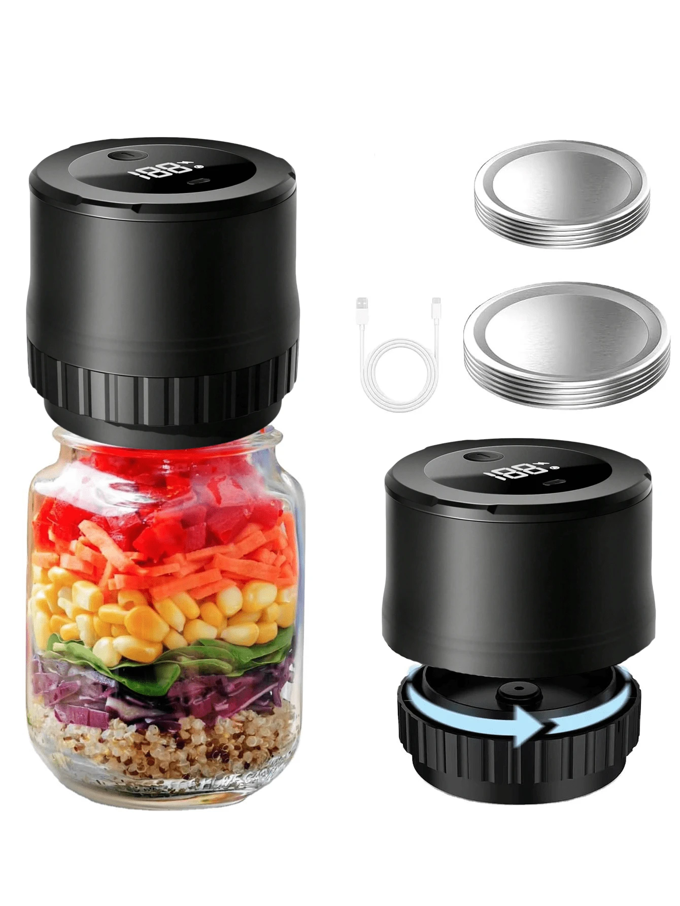 Electric Vacuum Sealer Kit For Wide Mouth And Regular Mouth Mason Jars - Multicolor - View 1