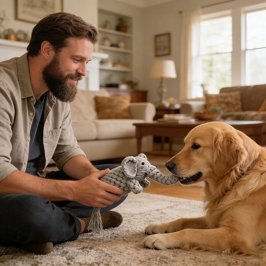 1 pieza Juguete de cuerda con forma de elefante duradero para perros, adecuado para razas pequeñas y medianas, juguete de entrenamiento anti-mordedura, limpieza oral y ejercicio de masticación, juguete interactivo para mascotas fácil de mascar - Gris - Ver 1