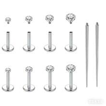 10 chiếc khuyên môi vàng 16G, khuyên xỏ môi/mũi/tai có ren trong, phụ kiện xỏ khuyên Ashley, khuyên tai kẹp. - Nhiều màu - Xem 7