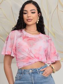 Women's Blouse In Transparent Tulle | Ideal For Modern Looks - 粉紅印記 - 查看 3