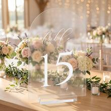 Acrylic Curved Frosted Table Number Plates-Modern Minimalist Wedding & Event Decor For Parties Weddings Celebrations - A - View 7