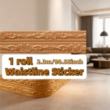 1pc 90.55 Inch X 4.72 Inch Self-Adhesive Removable PVC Corner Guard Edge Trim 3D Textured Decorative Strip For Kitchen, Bathroom, TV Frame, Picture Frame And Furniture Protection - Easy Install/Removal, Decorative Baseboard - A - View 3