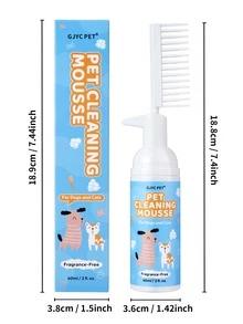 GJYC PET Bàn chải xốp gỡ rối lông thú cưng 2 trong 1 kèm dầu xả không cần xả - Dụng cụ chải chuốt thú cưng không mùi, gỡ rối chuyên nghiệp cho chó và mèo. - trắng - Xem 7