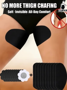 30 Invisible Skin-Friendly Patches| Anti-Friction Invisible Patches, Suitable For Underwear, Various Styles, Breast Petal Patches, Solid Color, Anti-Chafing Patches For Inner Thighs, Sweat-Proof And Anti-Friction Leg Protector, A Must-Have Item For Women In Summer - 10片大腿防磨貼+20片花形乳貼 - 查看 4