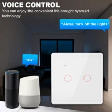 EU Standard No Neutral/Zero-Fire Wire Universal WiFi Smart Wall Light Switch 2.5D Plastic Frame Design 1/2/3/4 Gang Options Compatible With Alexa Voice Control APP Remote Timer & Countdown Touch Backlight No Rewiring Needed LED/Incandescent Compatible 10-400W Per Gang Flame Retardant PC+Glass Panel Device Sharing - Multicolor - View 3