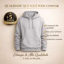 Moletom Masculino Canguru Capuz Bolso Estampado Cruz Jesus Cristão 100% Algodão Premium Flanelado Unissex Cordão Promoção Especial - Bege - Visão 4