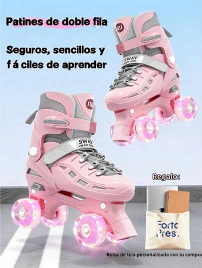 ¡Patines Clásicos de 4 Ruedas! Ajustables para Niños y Adultos con Ruedas Brillantes - Ideal para Principiantes, Estilo y Diversión