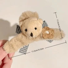 2pcs New Cute Fluffy Bear Hair Clips - Multicolor - View 6